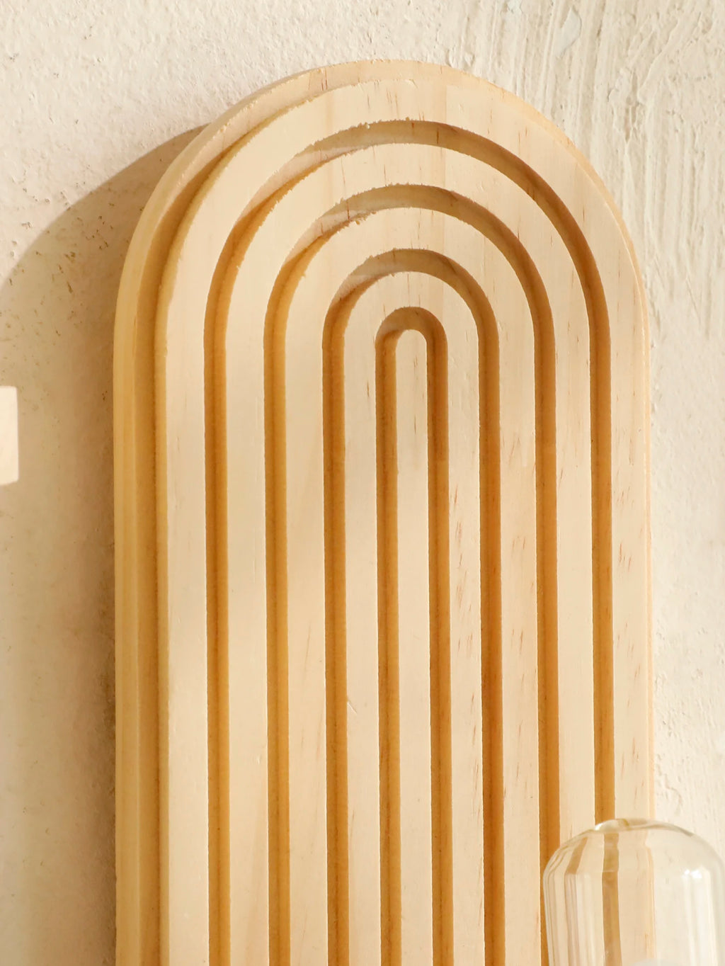 Wooden geometric wall mounted shelf, natural wood finish, boho decor, 1pc