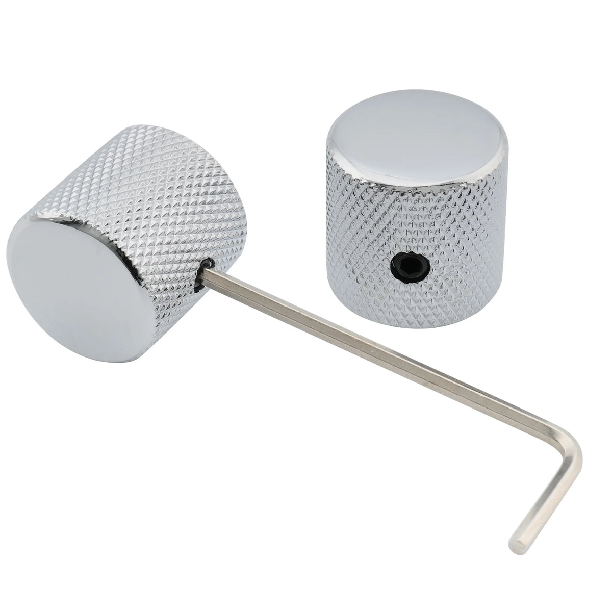Musiclily Pro 1/4 Inch Steel Fine Knurled Flat Top Control Knobs with Set Screw for Electric Guitar Bass (Set of 2)