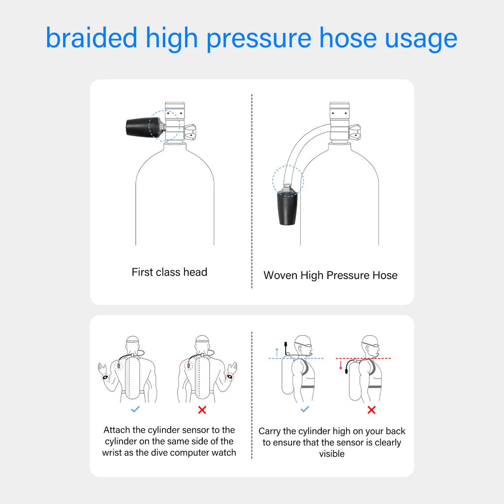 15cm 65cm 80cm Diving High Pressure Regulator Hose Professional Carbon Fiber Woven Flexible Safe Scuba Diving High Pressure Hose