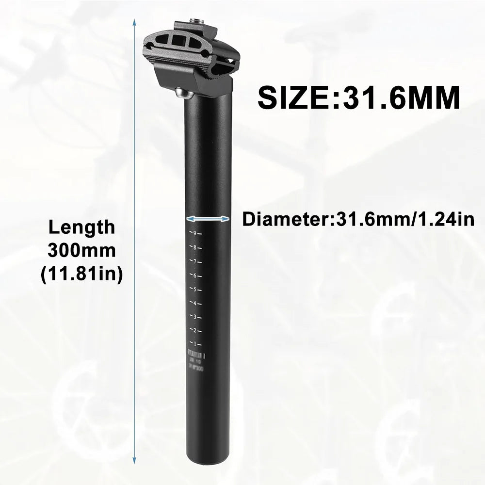 Bike Seatpost 300mm Aluminum Alloy Seat Post for MTB/Road Bike, 25.4-31.6mm