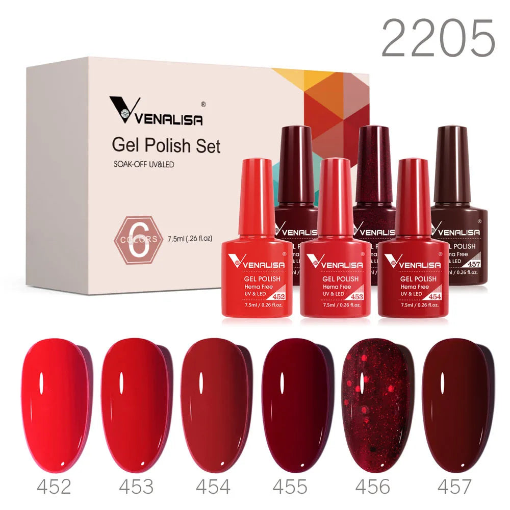 6/12pcs/Set Venalisa Gel Nail Polish VIP Kit Charming Neon Color Gel Pink Natural Color Series Rubber Gel Great Coverage Lacquer