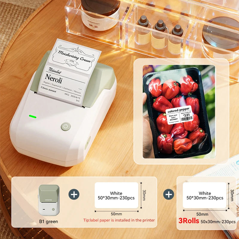 NIIMBOT B1 Bluetooth thermal label printer 2 inch portable sticker maker with tapes