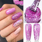 BORN PRETTY 10ml Snow Glitter Gel Nail Polish Pink Milky White Jelly Sequins  Semi Permanent Nails Art Design Varnish Manicure