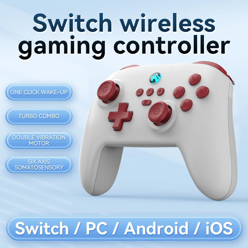 Wireless Gaming Controller for Switch/PC/Android/iOS Bluetooth 6-Axis Gamepad with Motor Vibration TURBO Wake-up Best Choice