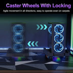Adjustable CPU tower stand with wheels, telescopic under desk computer holder, with RGB fan