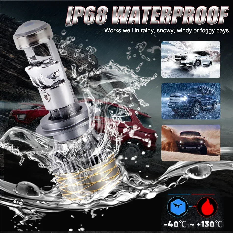 OVEHEL Led Projector Lens H7 H4 Car Headlight H11 6400000LM 4200W Bulb 9005 9006 Canbus 6000K Auto/Moto Fog Light LHD 12V 24V