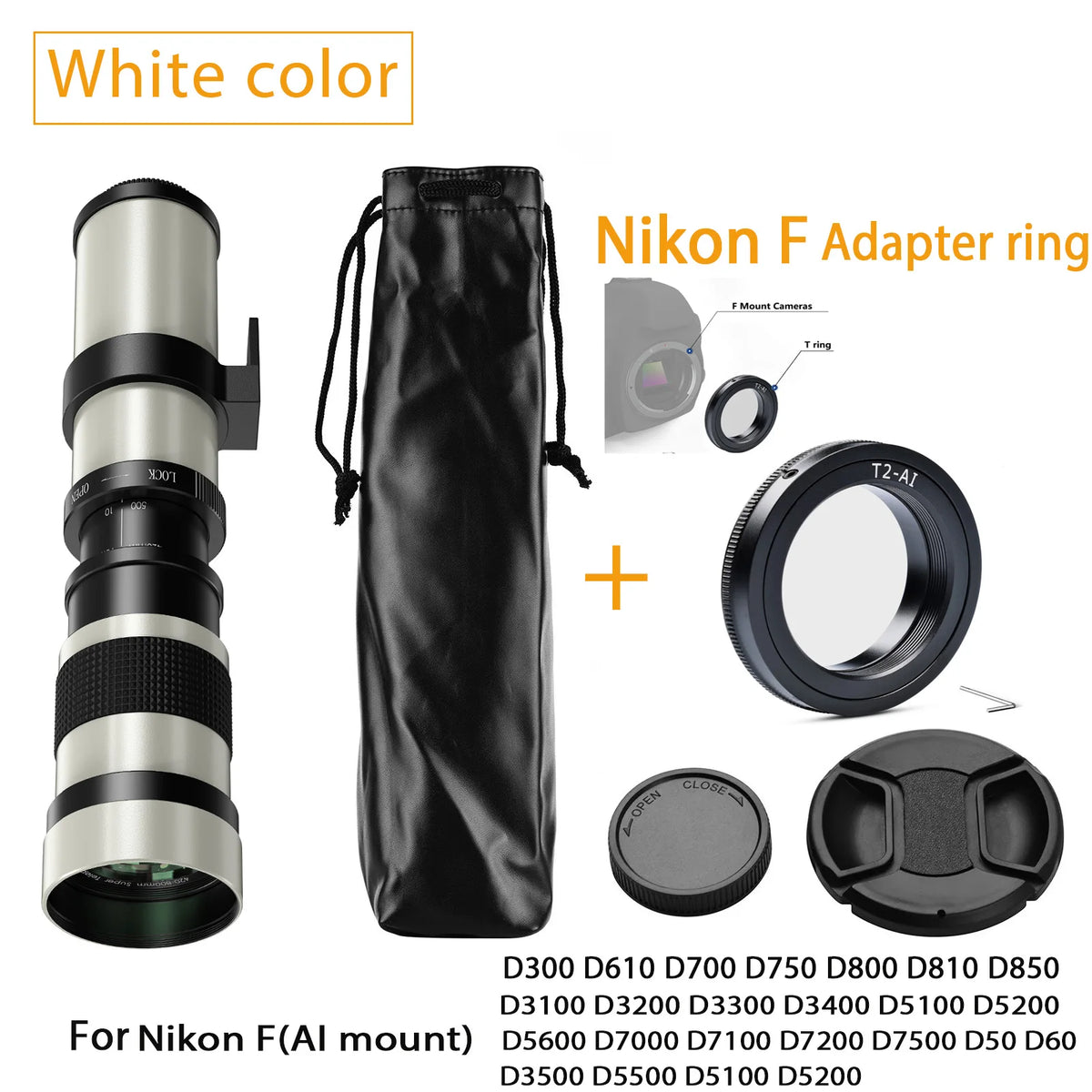 Lightdow 420-800mm f/8.3-f16 Manual Telephoto Zoom Lens for Canon EOS R1 80D T3 T4 T5i T6 Nikon Sony Olympus Pentax DSLR Cameras