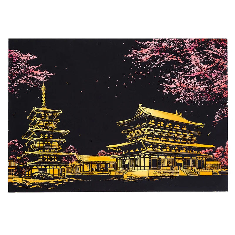 DIY A3 City Landmarks Paris London Night Scene Scratch Painting With Tool Scenery Landscape Colorful Scratch Art Room Decor Gift