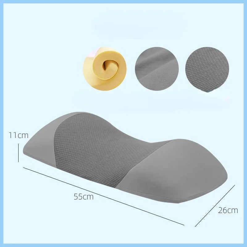 Memory Foam Lumbar Support Pillow for Sleeping, 55x26x11cm, Deep Gray