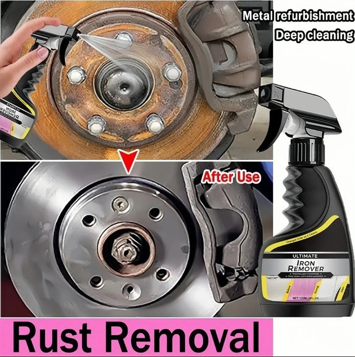 Car Rust Remover Quick Remover  Exhaust Pipe Rust Removal Spray Cleaning Metal Iron Powder Old Cars To New