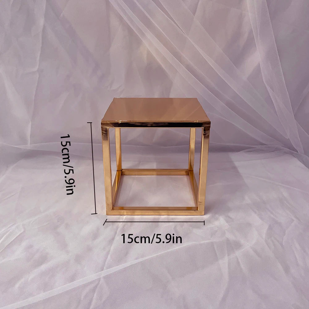 Gold Metal Cake Stand Set Round or Square Dessert Display Pedestal, 2pcs/3pcs or Single