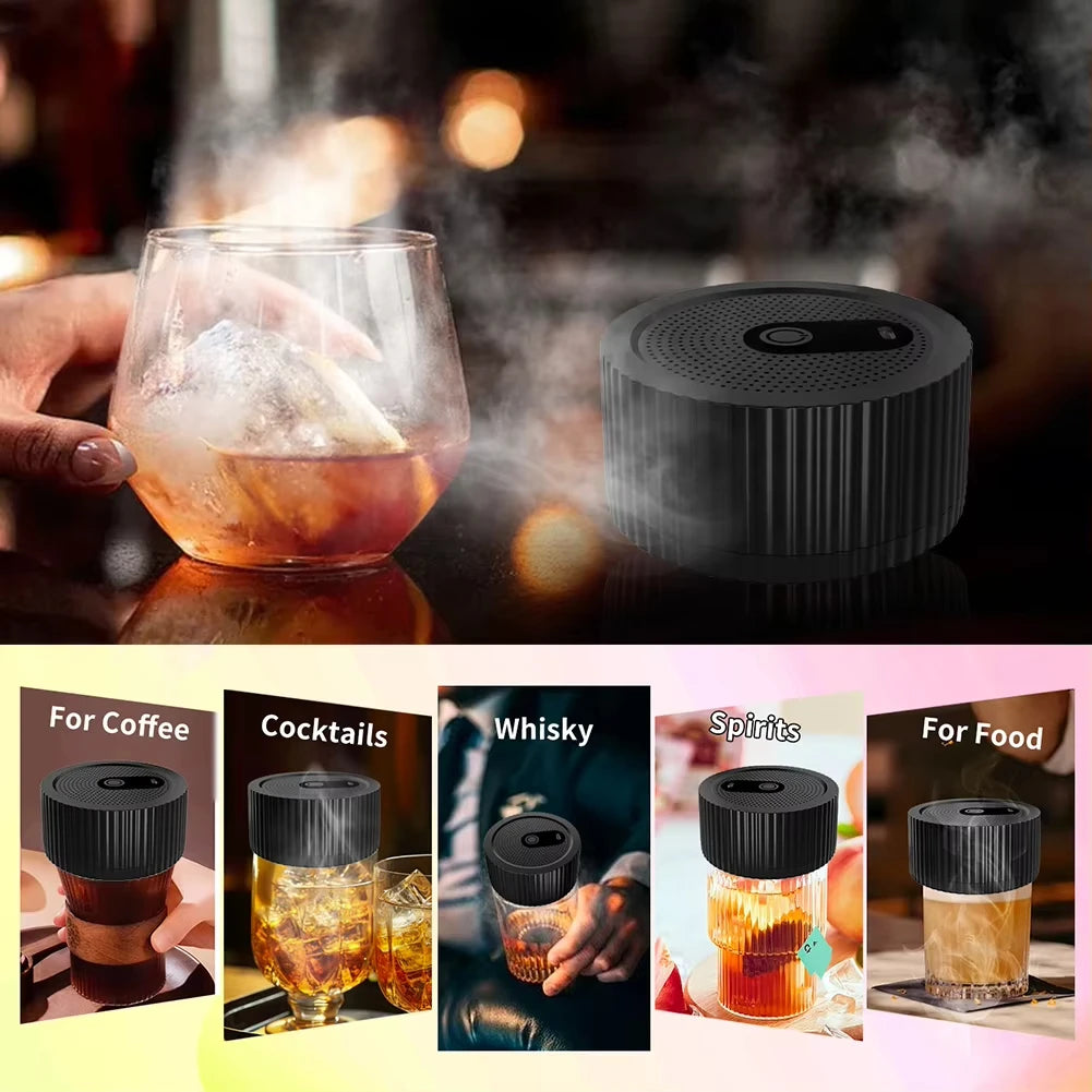 Whiskey Cocktail Smoke Infuser Electric Champagne Smoke Kit With 6 Wood Chips Rechargeable Cocktail Smoker Kit Customized Gift