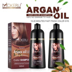 Mokeru Argan Oil Hair Dye Shampoo, Natural Black, Permanent Gray Coverage, 1pc