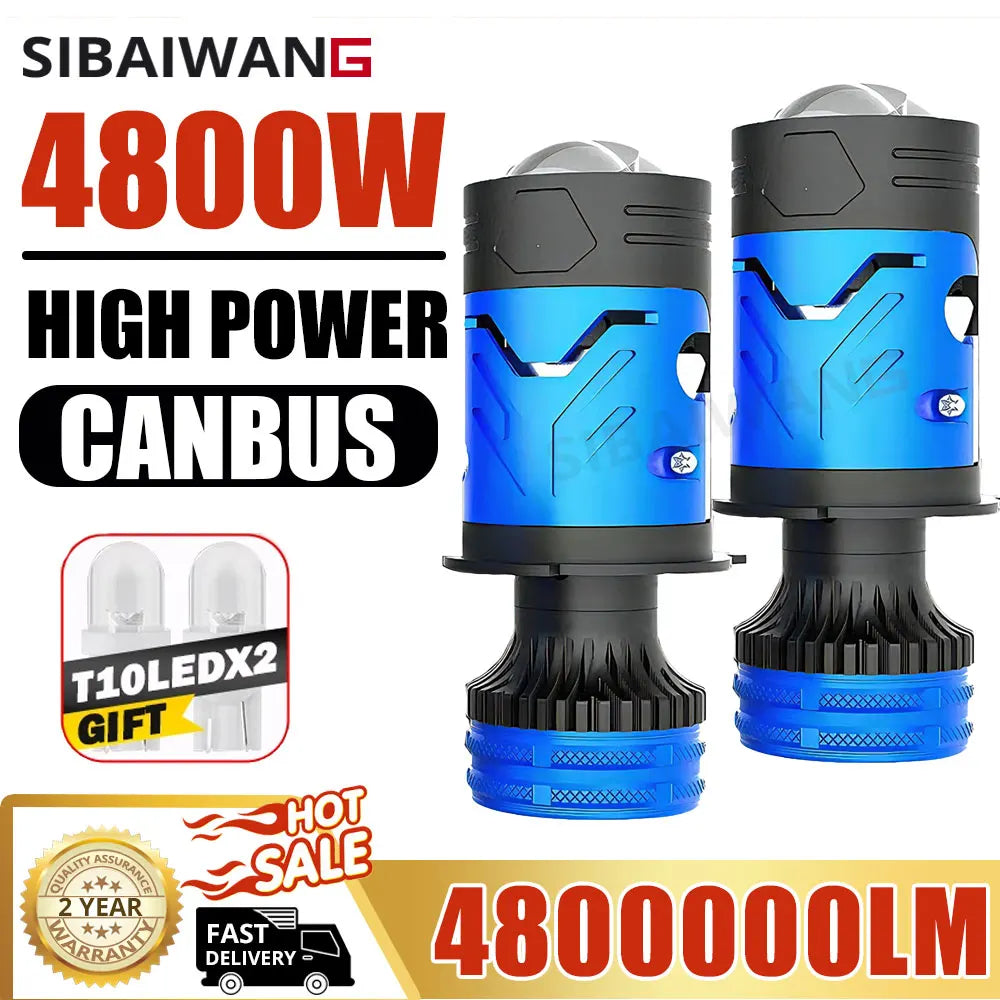 Super bright Projector H4 9003 HB2 led Headlight Canbus for car 4800W Motorcycles Hi/Lo h4 Lens LED Headlamp fog light 12V 24V