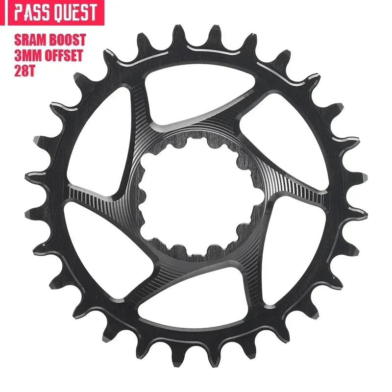 PASS QUEST 3-Bolt 3mm Offset Narrow Wide MTB Chainring for SRAM XX1 Eagle, 28-38T