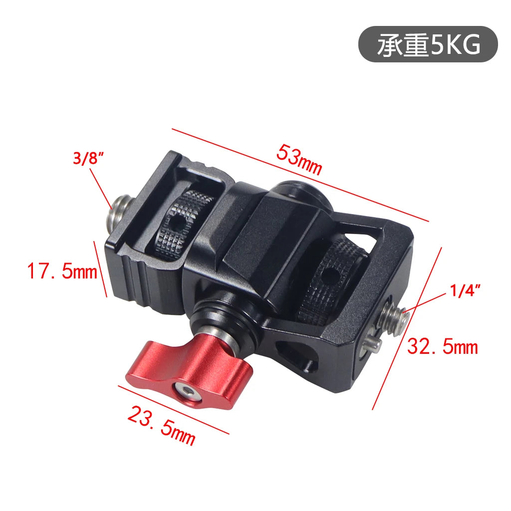 Mini Monitor Mount Holder Tripod Head with Cold Shoe Mount Adapter Swivel and Tilt Adjustable for Flash Microphone Fill Light