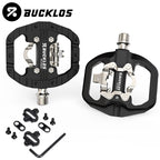 BUCKLOS Mountain Bicycle Pedals Sealed Bearing Dual Clipless Flat & Lock Pedal for Shimano SPD Nylon Bike Pedals Cycling Parts