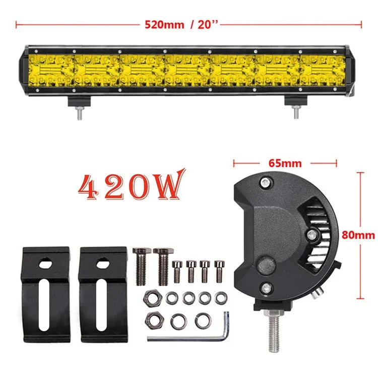 Long Range LED Work Light Bar 4X4 Offroad Led Headlights 12-24V Amber Spotlights Driving Fog Lamp for Tractors Truck Motorcycle