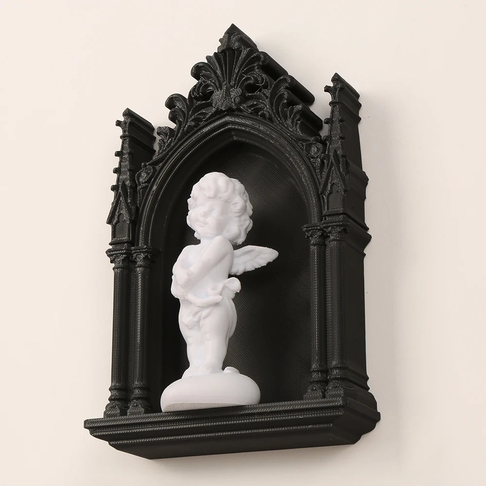 Cross-Border Gothic Dark Style Church Arch Shaped Niche With Little Angel Decoration For Dark Retro-Style Home Wall Decoration &