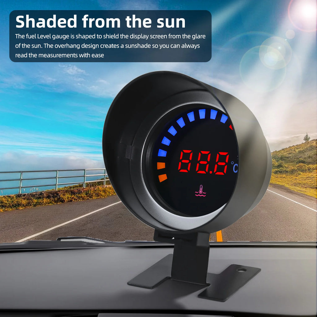 52MM Water Temp Gauge 12~24V LCD Digital Water Thermometer Meter with Sensor + Adapter Joint Pipe Radiator for Car Motorcycle