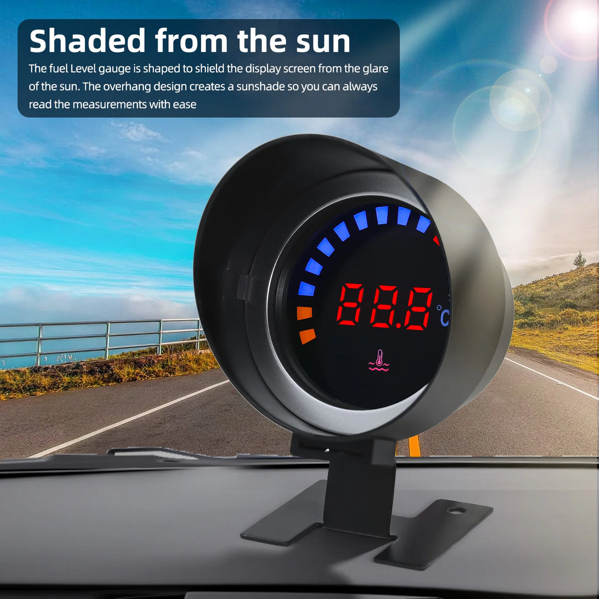52MM Water Temp Gauge 12~24V LCD Digital Water Thermometer Meter with Sensor + Adapter Joint Pipe Radiator for Car Motorcycle