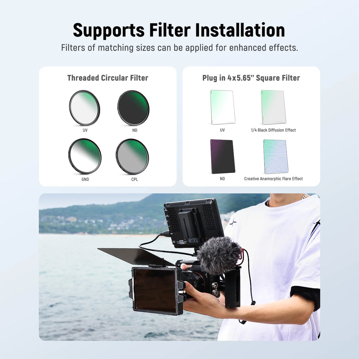 NEEWER PG002 Mini Matte Box with 4x5.65 Filter Tray, Carbon Fiber Flag, 67/72/77/82mm