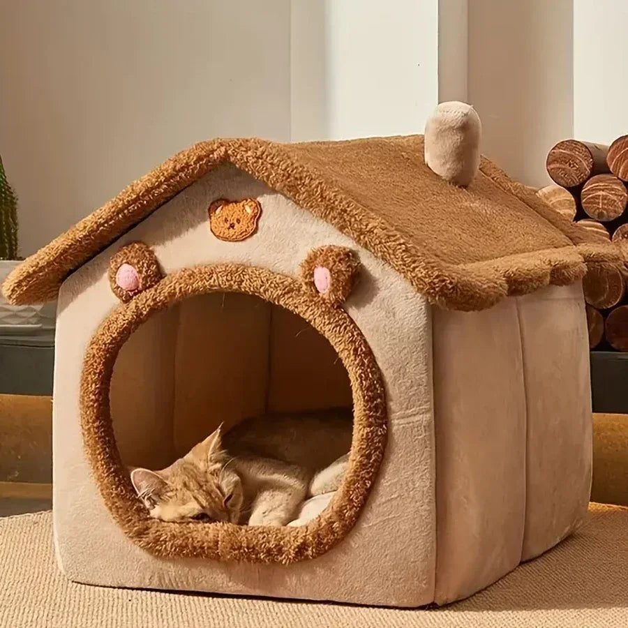 New Foldable Pet House Removable Washable Cat House Puppy Cave Sofa Pet Bed House for Extra Small Dogs and Small and Medium Cats