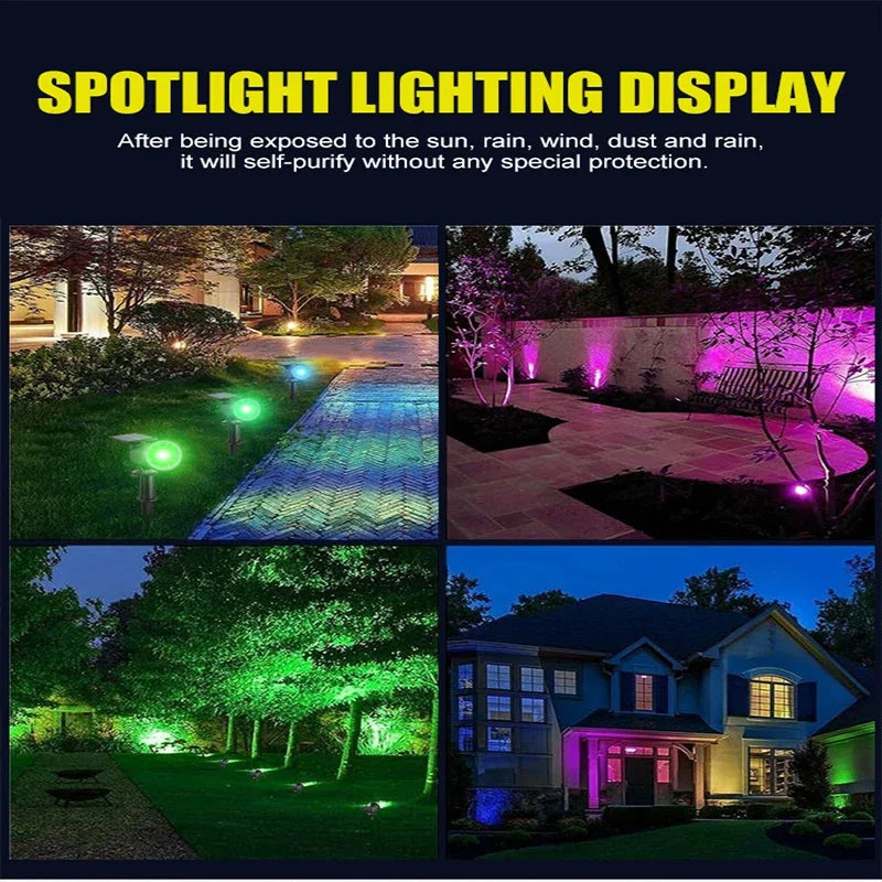 Solar LED Landscape Spotlight 9-LED Adjustable In-Ground/Wall Light IP65 Outdoor 1-4pc