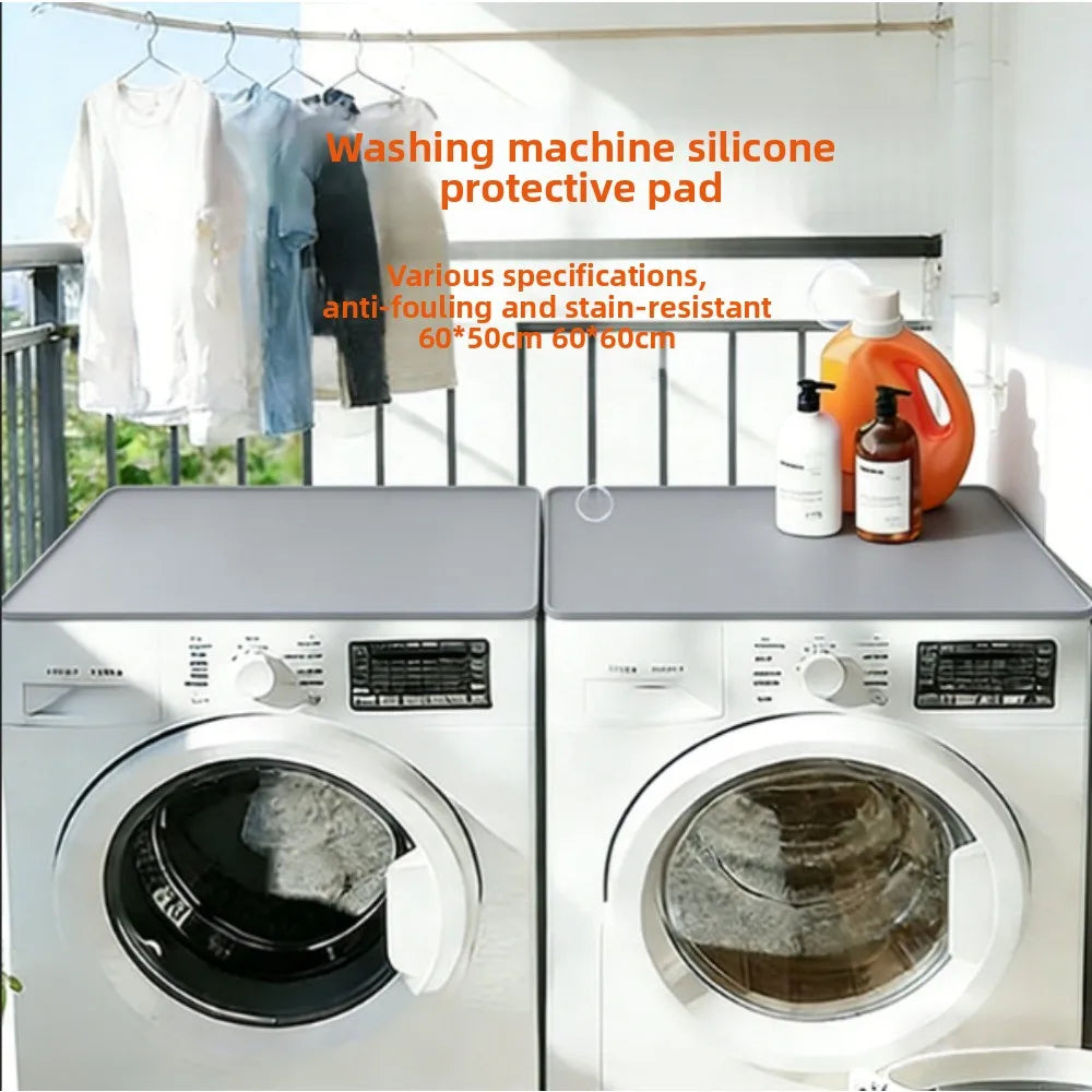 Silicone Washing Machine Top Cover Mat 60x60cm Dustproof Protective Pad Black/Grey