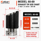 Universal Glossy Carbon Fiber Car Exhaust Muffler Tip Clamp‑On Straight Exhaust Pipe Mufflers Nozzle Straight Stainless Silver