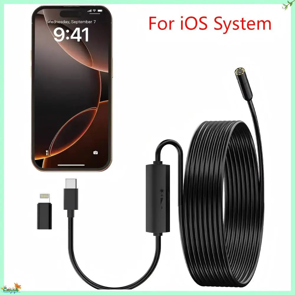 iOS Endoscope Inspection Camera 960P HD Borescope, Hard/Soft Cable 1m-10m