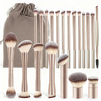 20pcs/set Pro Makeup Brushes Double Ended Foundation Concealers Blush Eye Shadows Brush for Liquid Cream Powder Blending