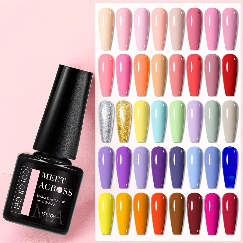 MEET ACROSS Gel Nail Polish Set 8pcs x 7ml Brown Red Pink UV LED Soak Off HEMA/TPO Free