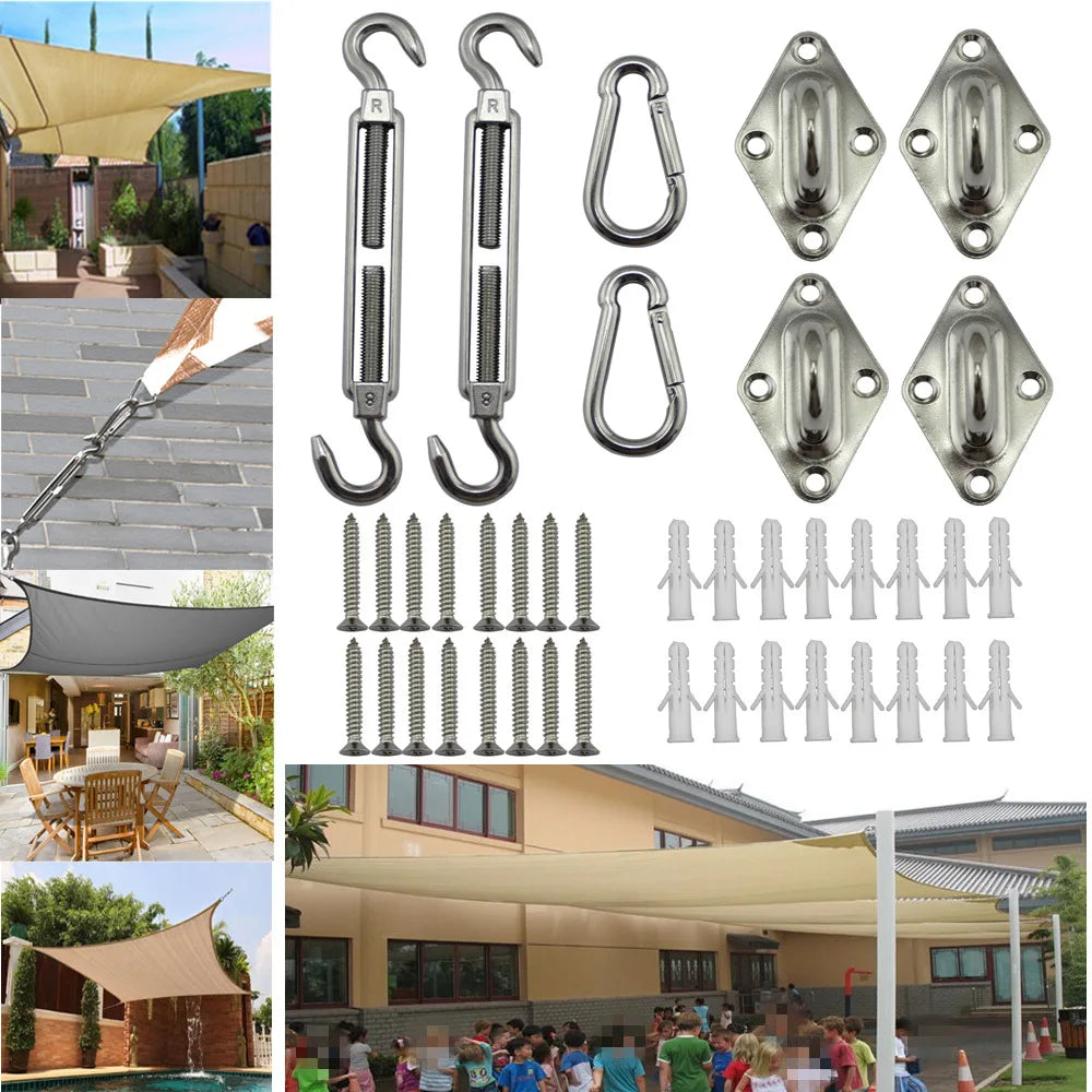 Stainless Steel Shade Sail Hardware Kit Heavy Duty Attachment Set 24pcs, 48pcs or 96pcs