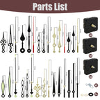 Clock Mechanisms Battery Powered Kit Silent Quartz Clock Movement with 10 Styles Aluminium Clock Hands for DIY Clock and Repair