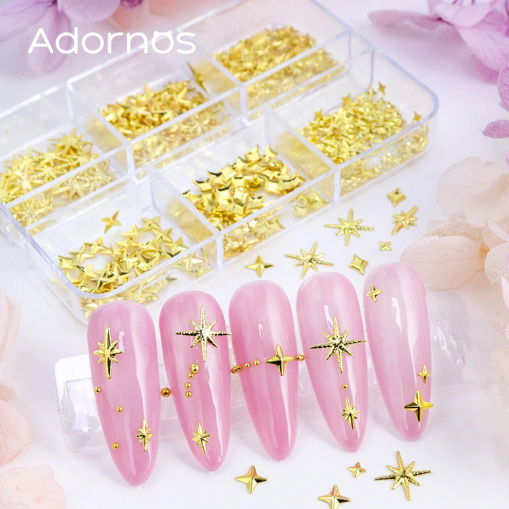 180 pcs/box Shooting Star Metal Rivets Nail Art Accessories 3D Awn Star Rhinestones For Nail Charms Jewelry Nail Art DIY Crafts
