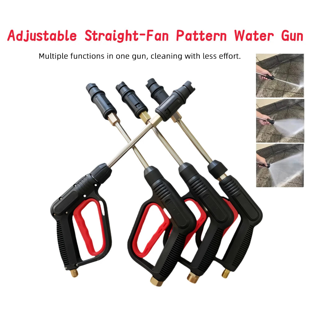 2175PSI Adjustable High Pressure Washer Gun - Straight/Fan Spray Nozzle with Detachable Extension Wand & Duckbill Clip