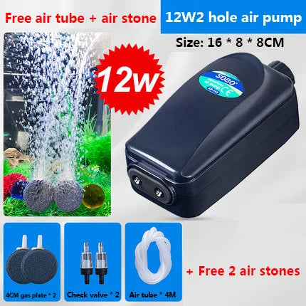 Quiet 220v 8W 12W Air Pump Adjustable Super Silent 4 Outlet Aquarium Fish Tank Oxygen Air Aerator Koi Fish Air Aerator air pump