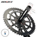 GOLDIX Ultralight Road Bike Crankset 50-34T/52-36T/53-39T for 3 Bolt Double Chainring 165/170/175mm Length Hollow Bicycle Crank