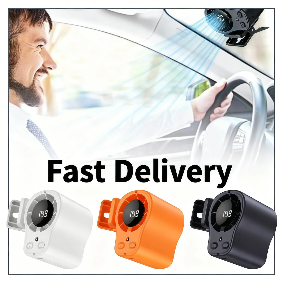 2026 Portable Cooling Car Fan USB Rechargeable Clip on Portable Desk Fans with LED Display 360 Rotation Quiet for Car Camping