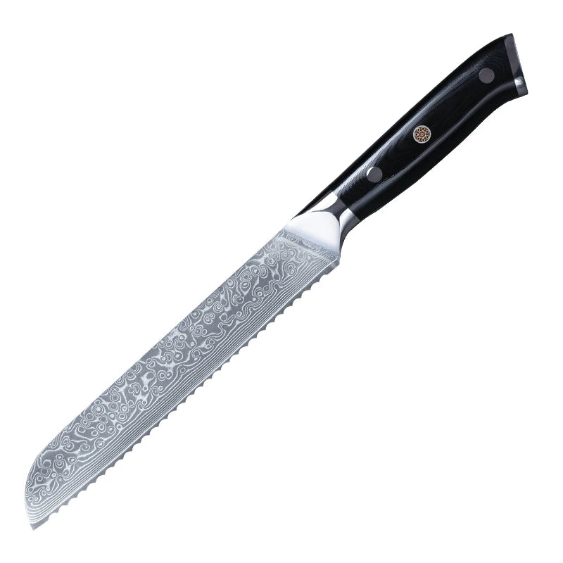 8-inch serrated bread knife Japanese Damascus steel VG10 chef's knife Super sharp kitchen knife for cutting bread and cake knife