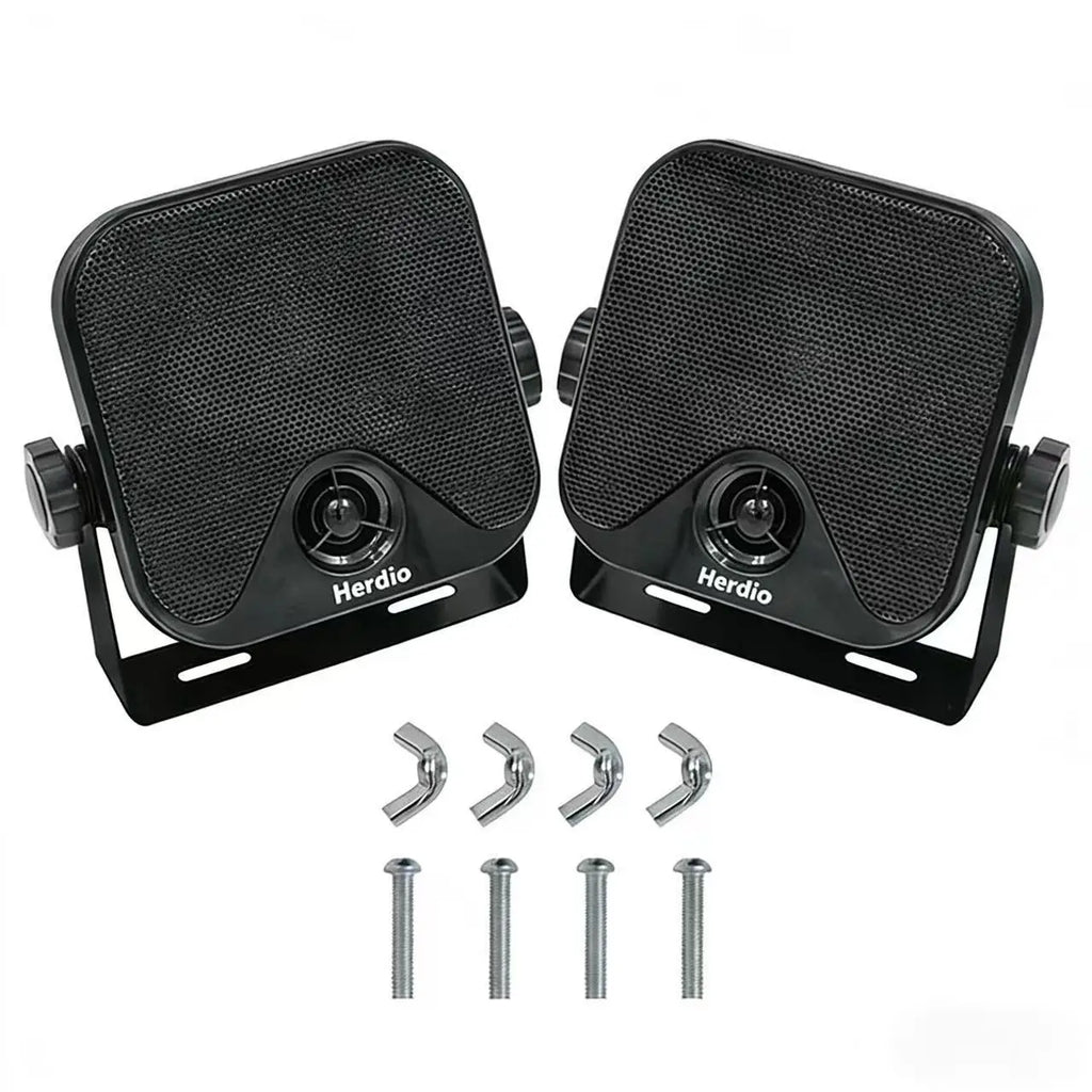 Herdio 4 Inch Heavy Duty Waterproof Boat Marine Box Outdoor Speakers Surface Mounted For Skid Steer ATV UTV RZR Golf Cart Boat