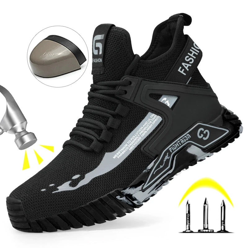 High Top Man Boots Safety Protective Shoes Steel Toe Work Shoes Men Anti-puncture Safety Shoes Men Women Work Safety Boots