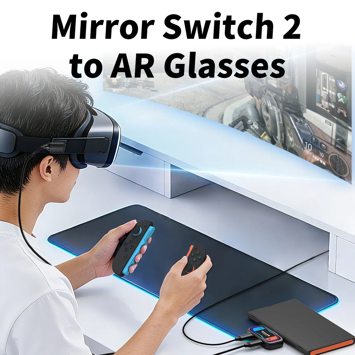 Unnlink 4K@60Hz USB C to AR Glasses and Charging Adapter for Nintendo Switch 2, Support HDR