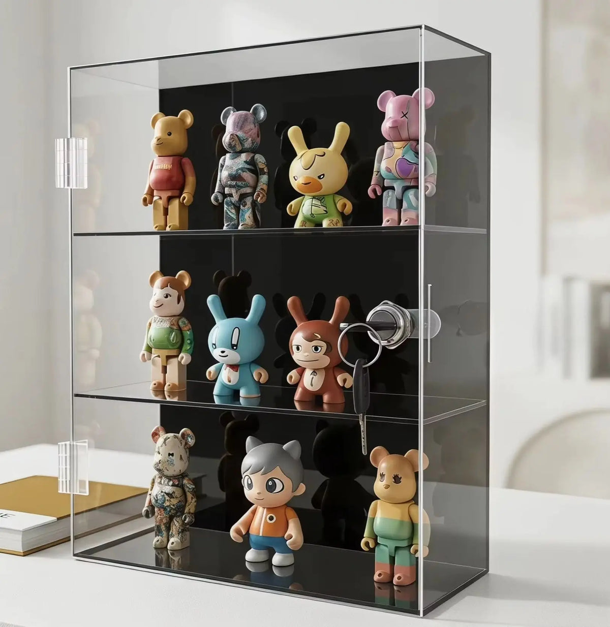 Acrylic storage cabinet used for locking cosmetics and perfume lipstick small items is handmade, dust-proof, anti loss