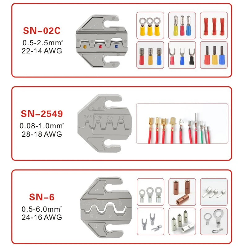 Industrial-Grade SN Crimpers w/ Modular Jaws: Precision Dies, Multi-Spec, High-Accuracy Whit Wire stripper 02C 58B 2546B -6 03H