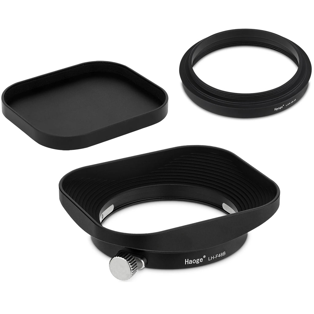 Haoge 43mm Universal Square Metal Screw-in Mount Lens Hood Shade for Leica D-LUX 8 dlux8  Camera