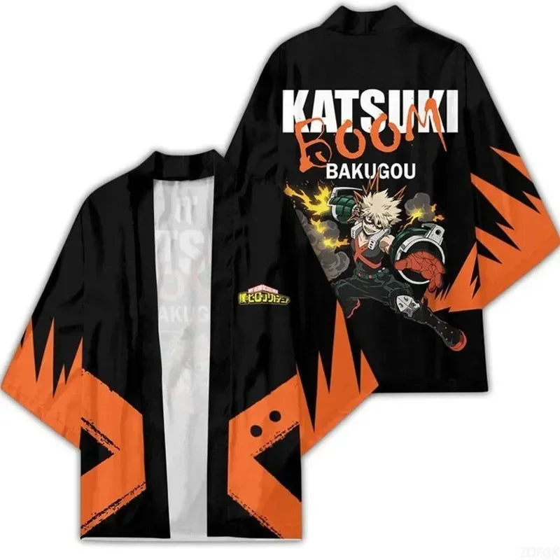 Japanese Style Kimono Cardigan Cloak 3D Printed Feather Pattern Cosplay Robe, Sizes XS-3XL