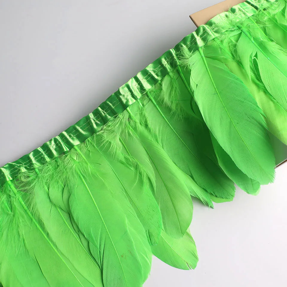 10Meters Goose Feather Fringe Ribbon Handicraft Accessories White Swan Feathers Trims Carnival Plumas Dress Decoration Wholesale