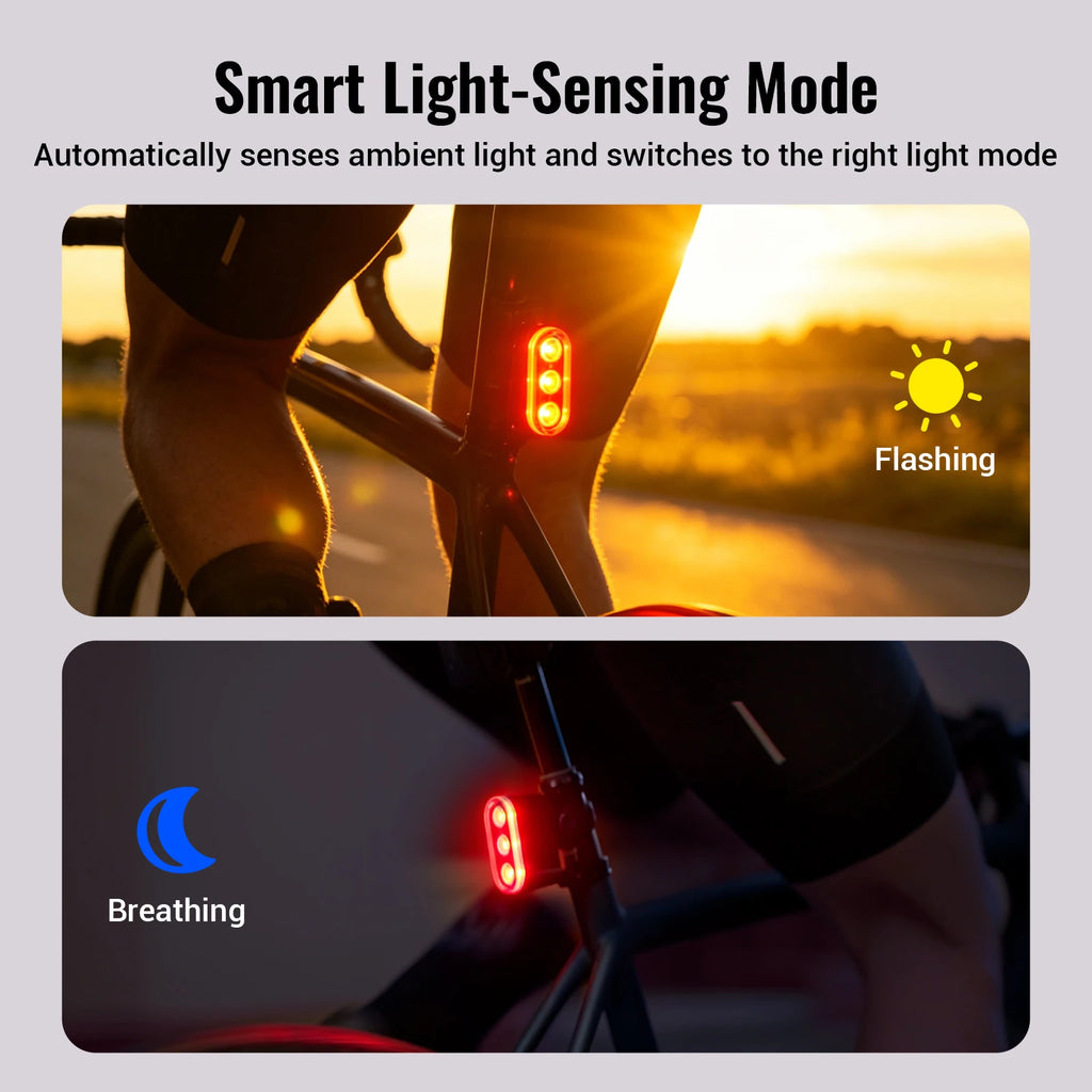 RAVEMEN TR500 Bike Rear Light Bicycle Taillight Lamp Rechargeable 1600mAh Auto On-Off 500 LED Lumens Flashing Brake Detection